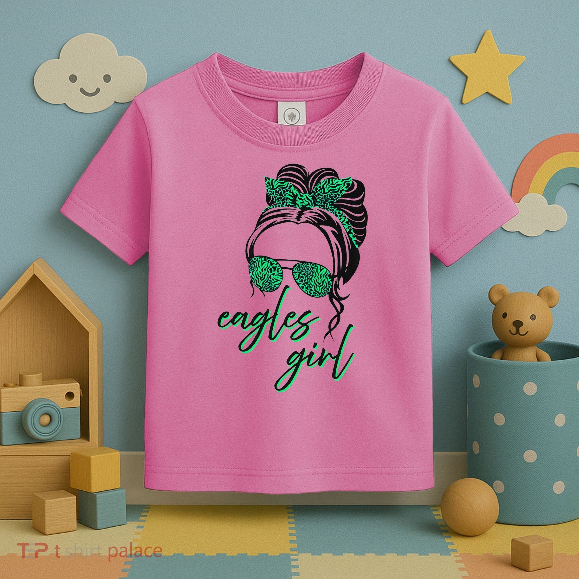 Eagles Girl Messy Bun Toddler T-Shirt