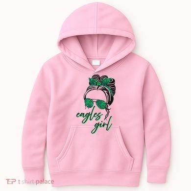 Eagles Girl Messy Bun Kids Hoodie