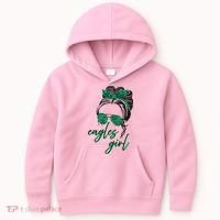 Eagles Girl Messy Bun Kids Hoodie thumb 0