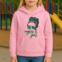 Eagles Girl Messy Bun Kids Hoodie thumb 3