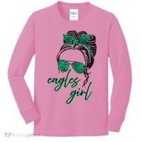 Eagles Girl Messy Bun Kids Long Sleeve Shirt thumb 0