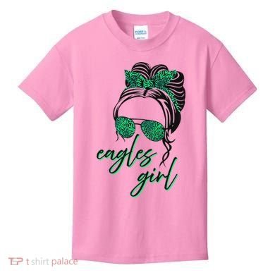 Eagles Girl Messy Bun Kids T-Shirt