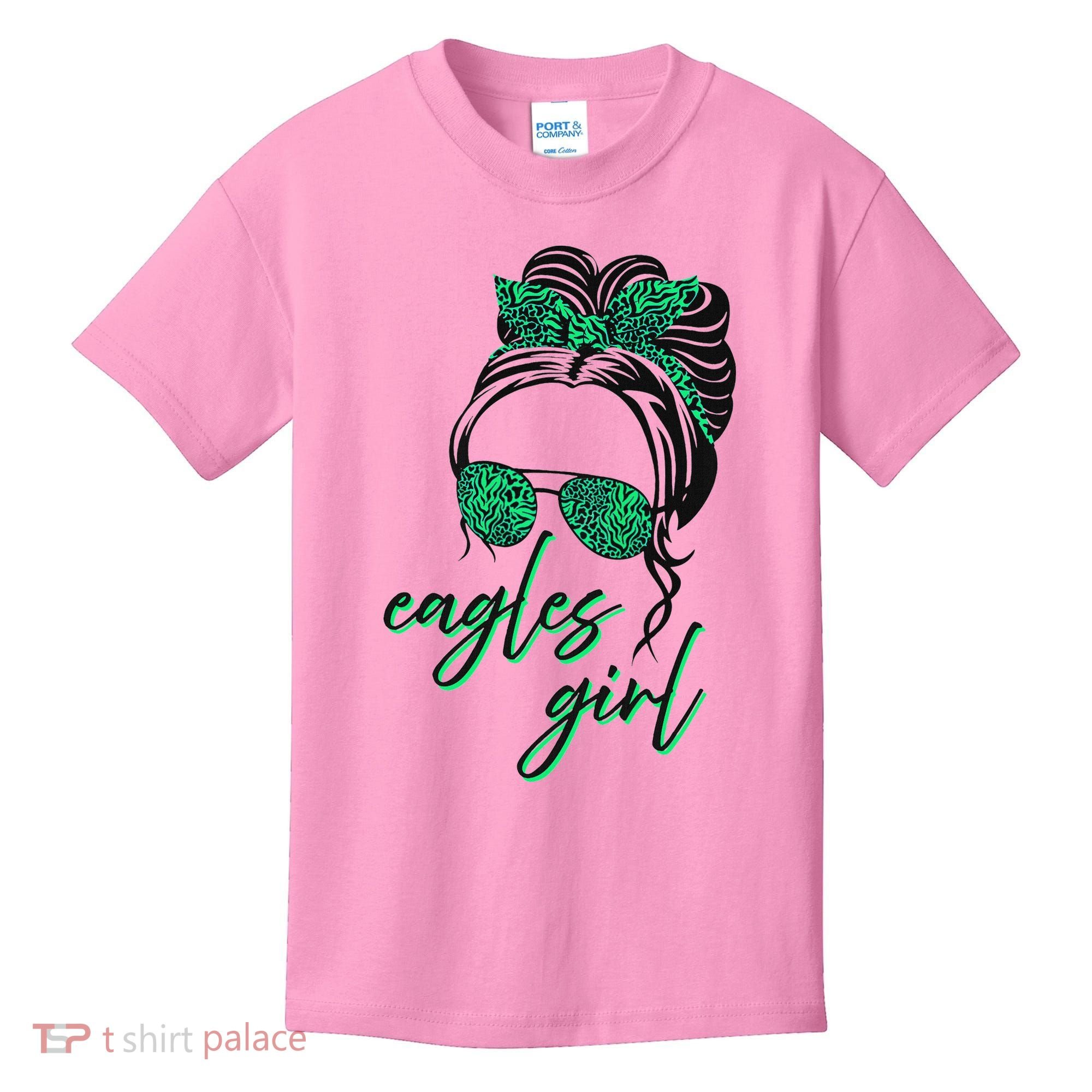 Eagles Girl Messy Bun Kids T-Shirt