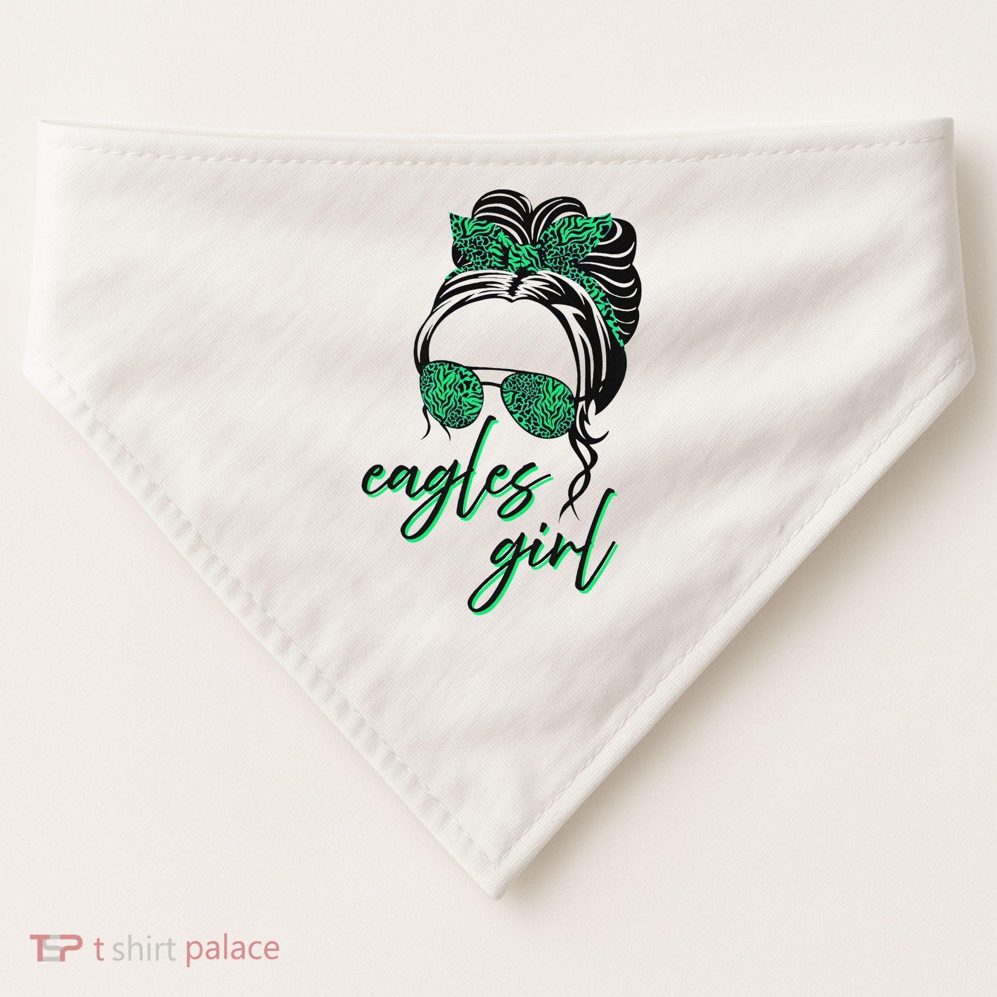 Eagles Girl Messy Bun USA-Made Doggie Bandana