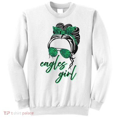 Eagles Girl Messy Bun Sweatshirt