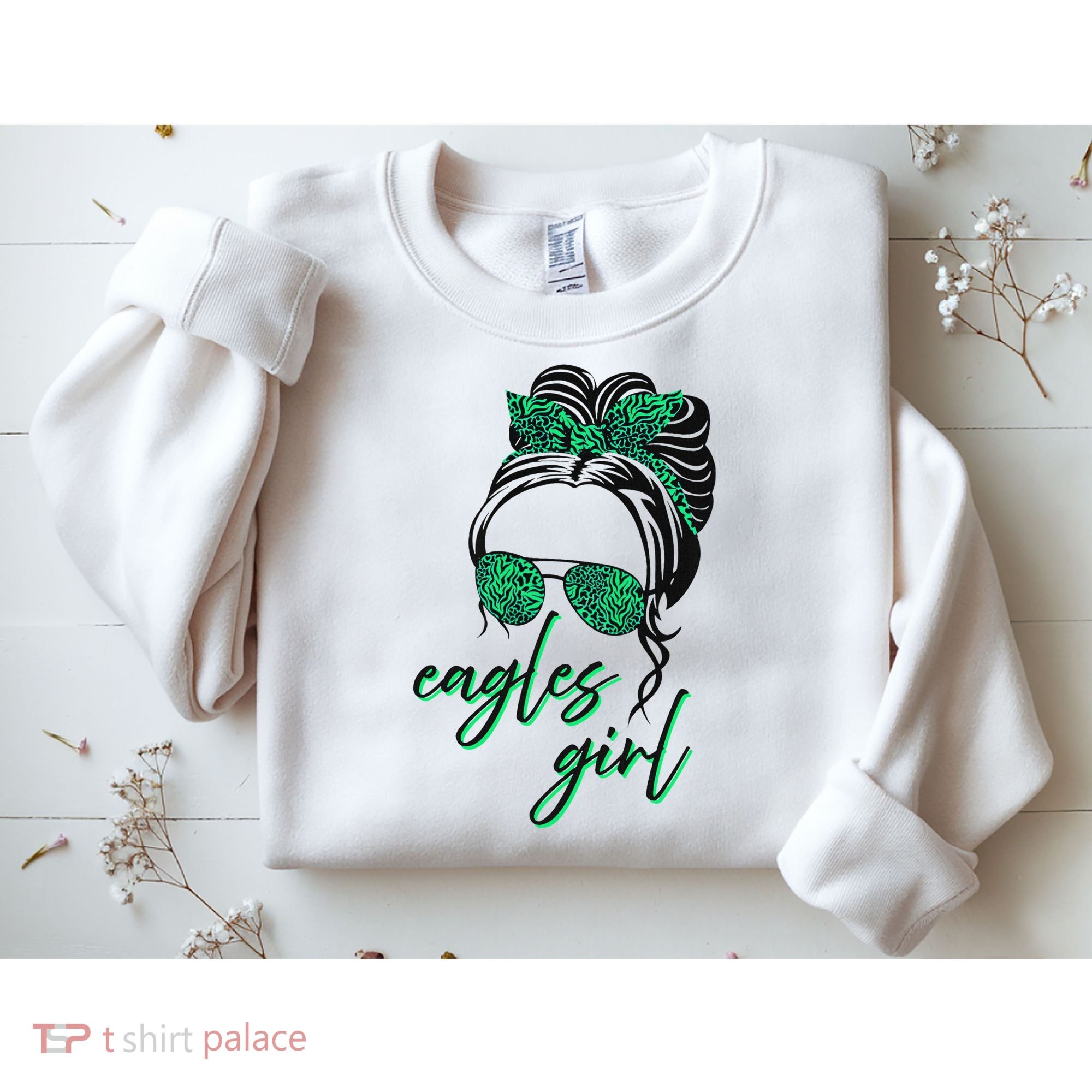 Eagles Girl Messy Bun Sweatshirt