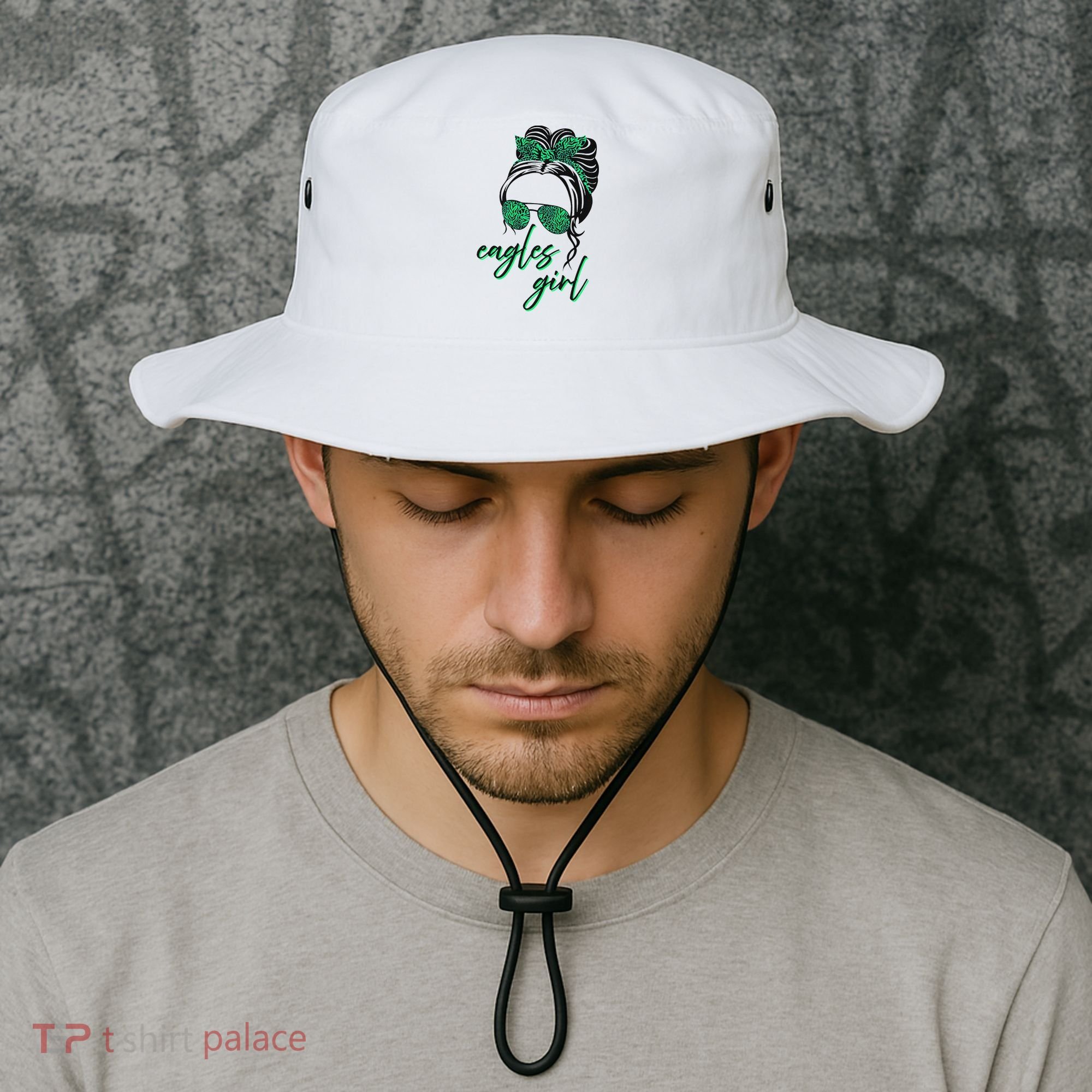 Eagles Girl Messy Bun Bucket Hat