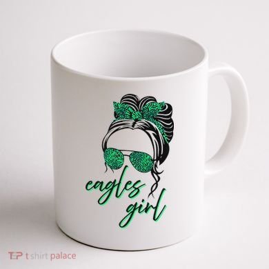 Eagles Girl Messy Bun Coffee Mug back