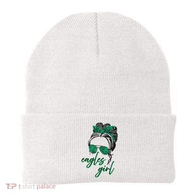 Eagles Girl Messy Bun Beanie