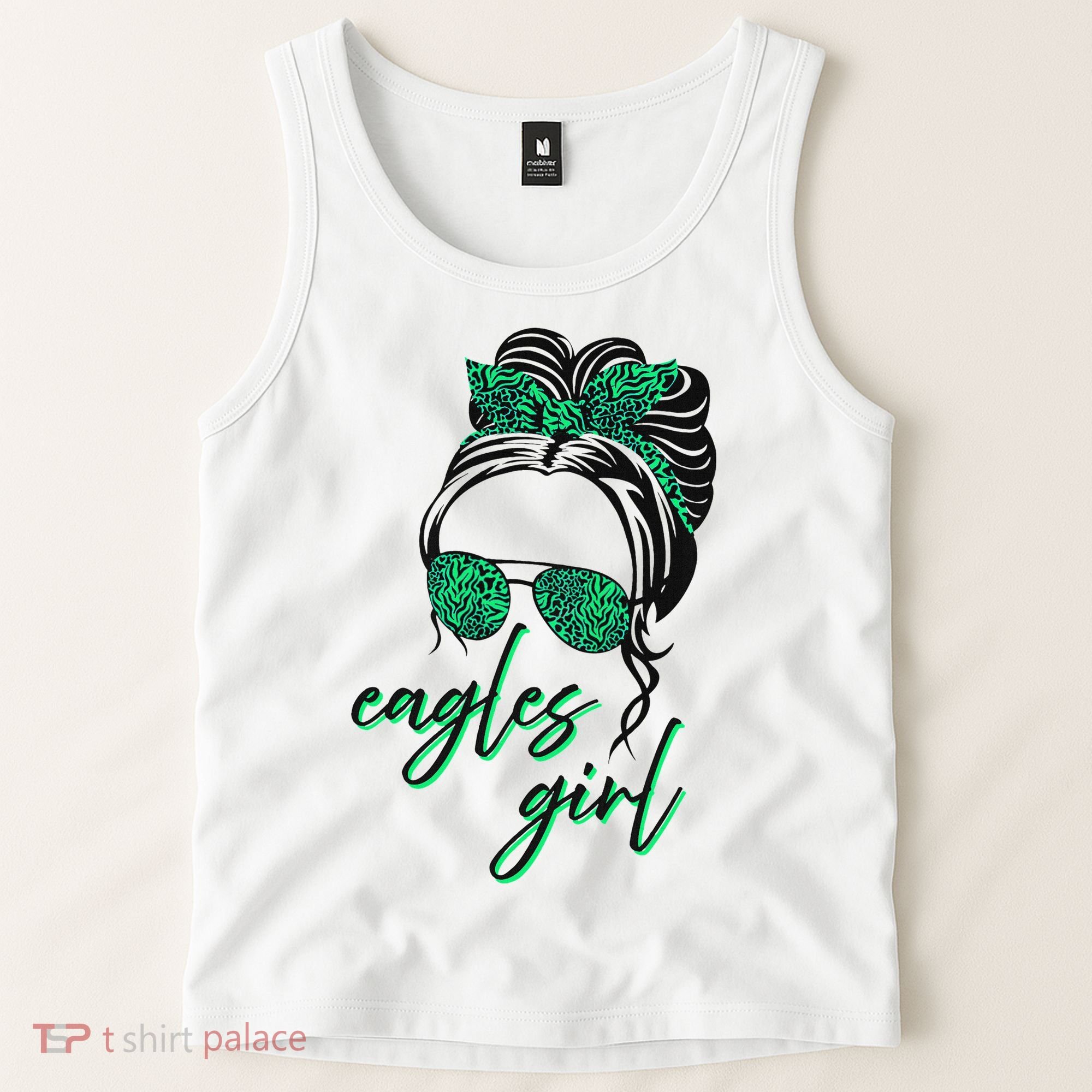 Eagles Girl Messy Bun Tank Top