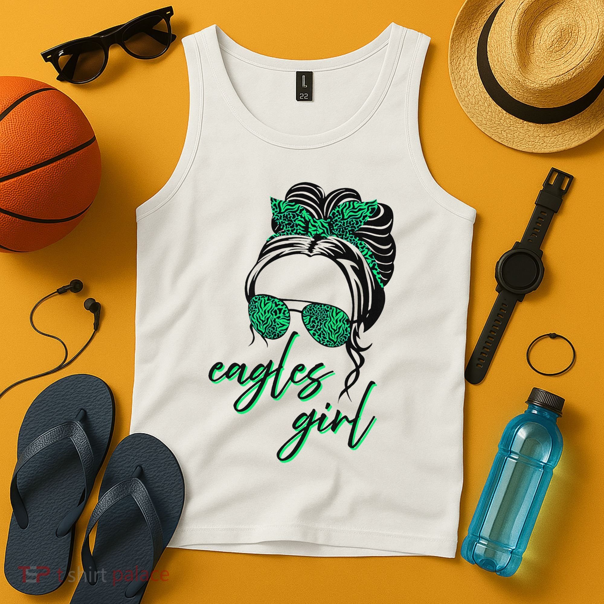 Eagles Girl Messy Bun Tank Top