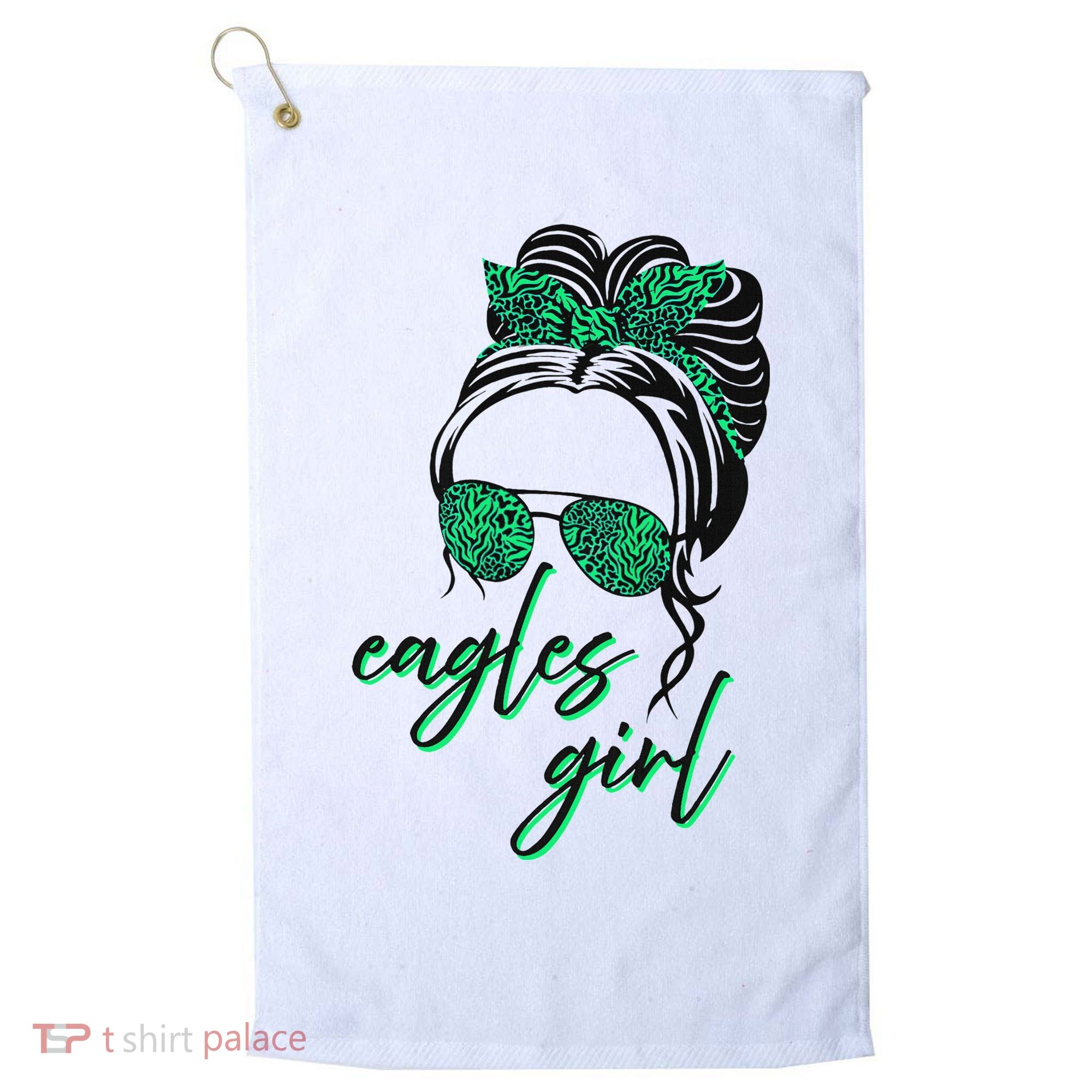 Eagles Girl Messy Bun Golf Towel
