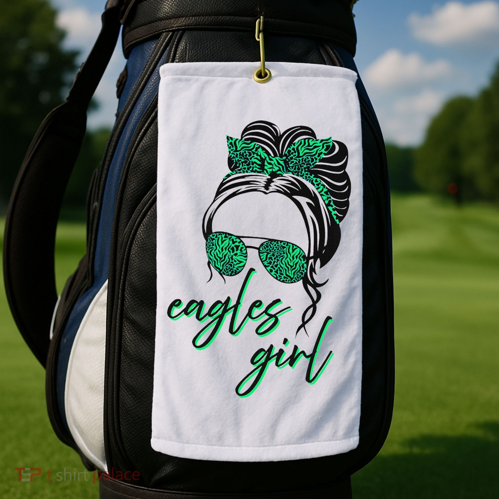 Eagles Girl Messy Bun Golf Towel