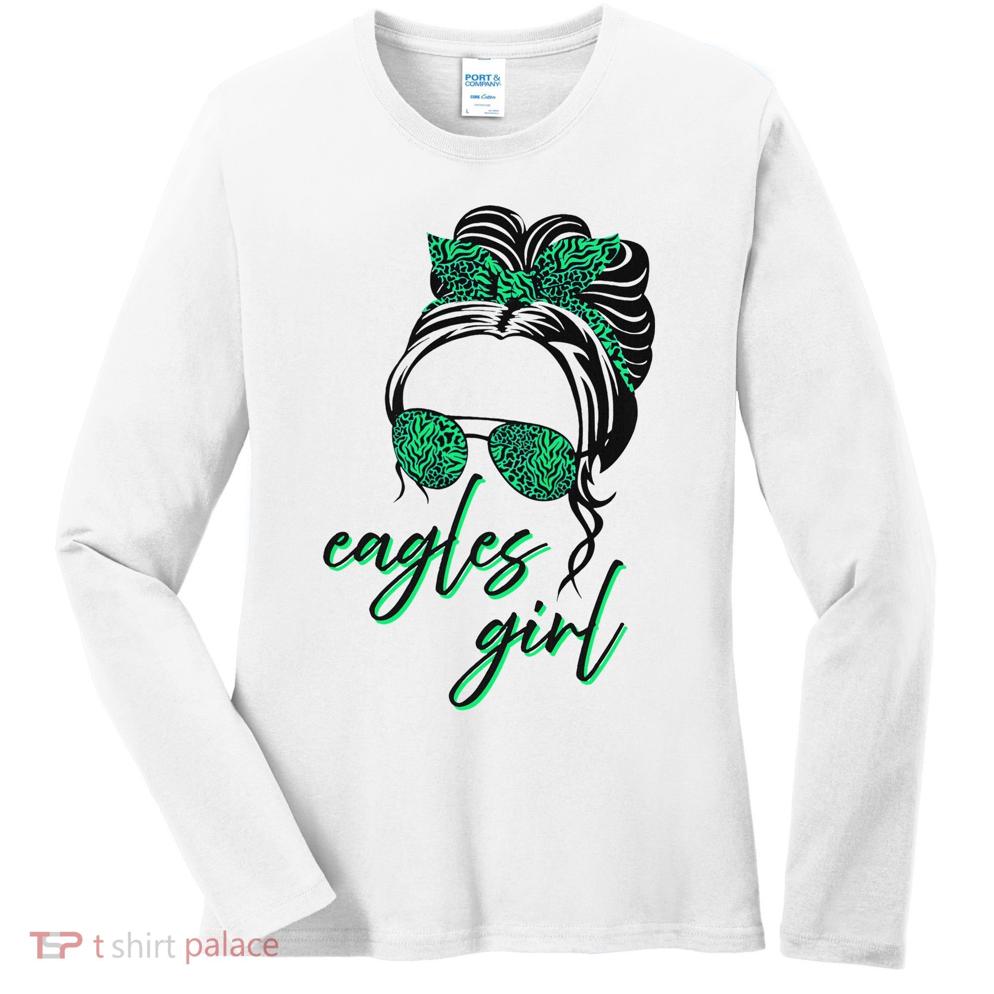 Eagles Girl Messy Bun Women's Long Sleeve Shirt