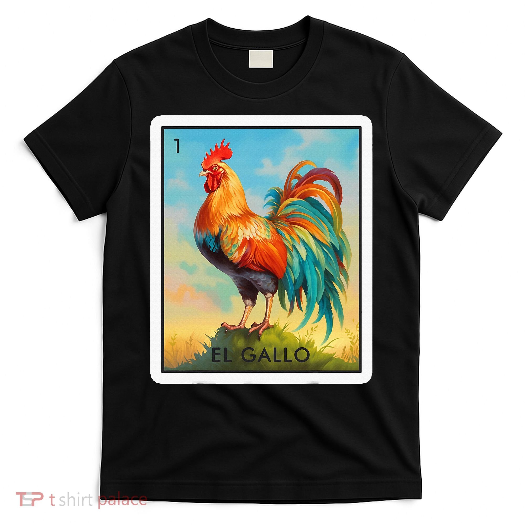 El Gallo Mexican Lottery Bingo Game Traditional Rooster Card T-Shirt