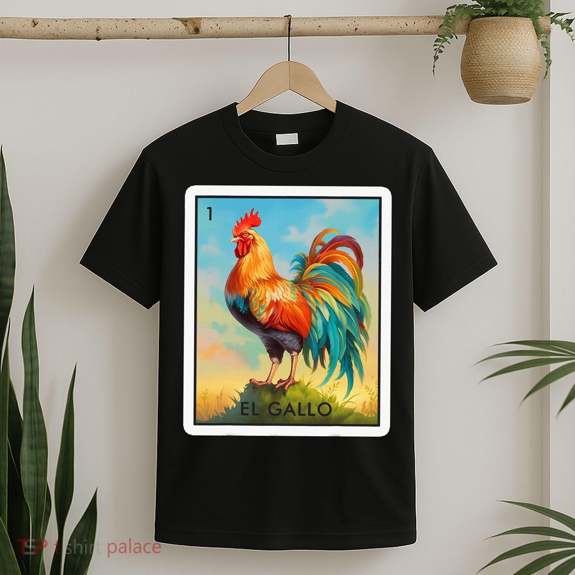 El Gallo Mexican Lottery Bingo Game Traditional Rooster Card T-Shirt