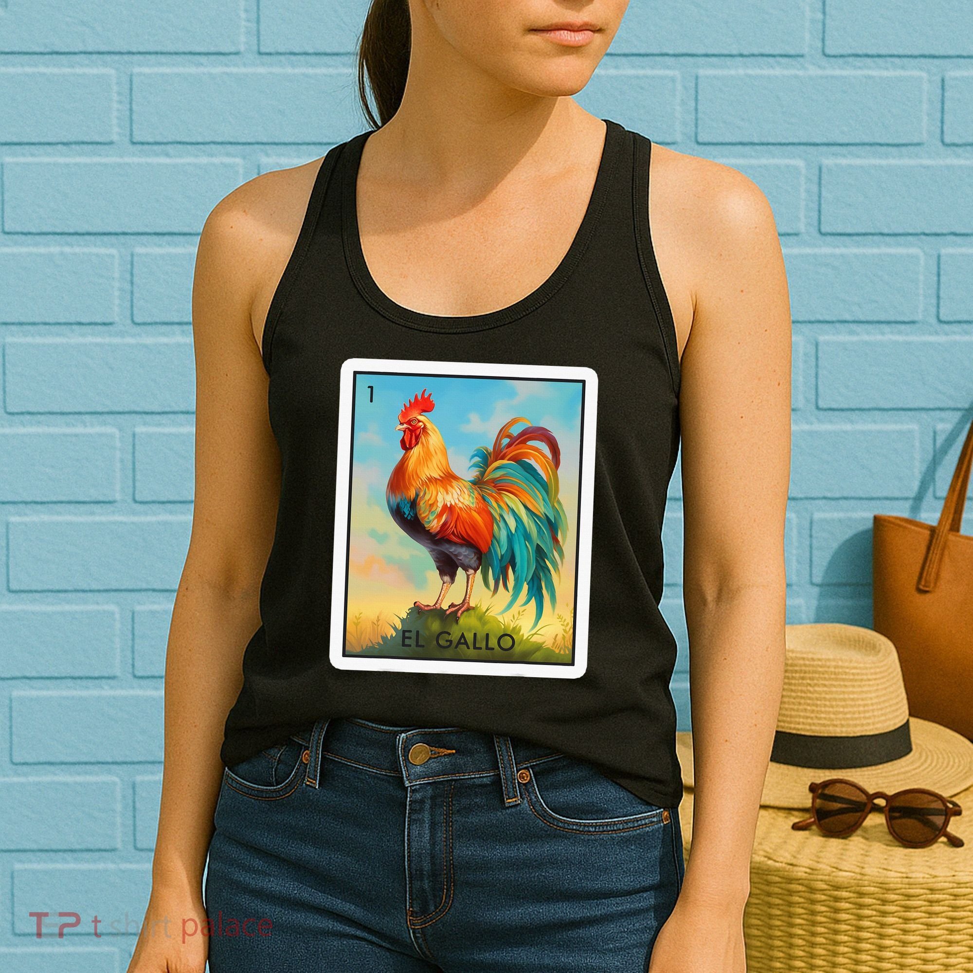 El Gallo Mexican Lottery Bingo Game Traditional Rooster Card Women's Tank Top