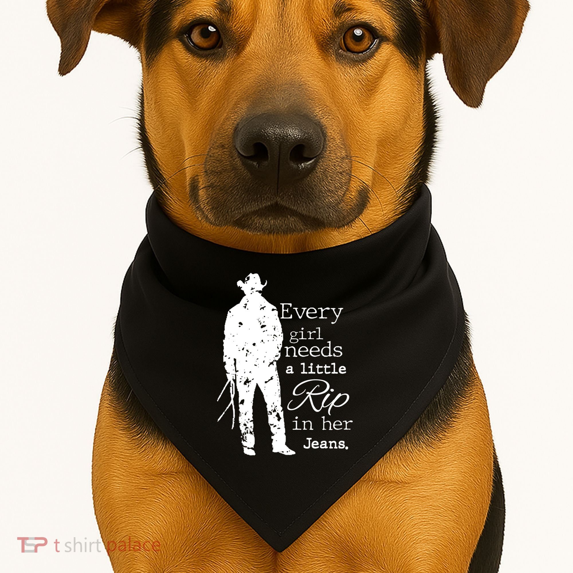 Every Girl Needs A Little Rip In Her Jeans USA-Made Doggie Bandana