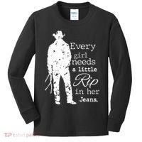 Every Girl Needs A Little Rip In Her Jeans Kids Long Sleeve Shirt thumb 0