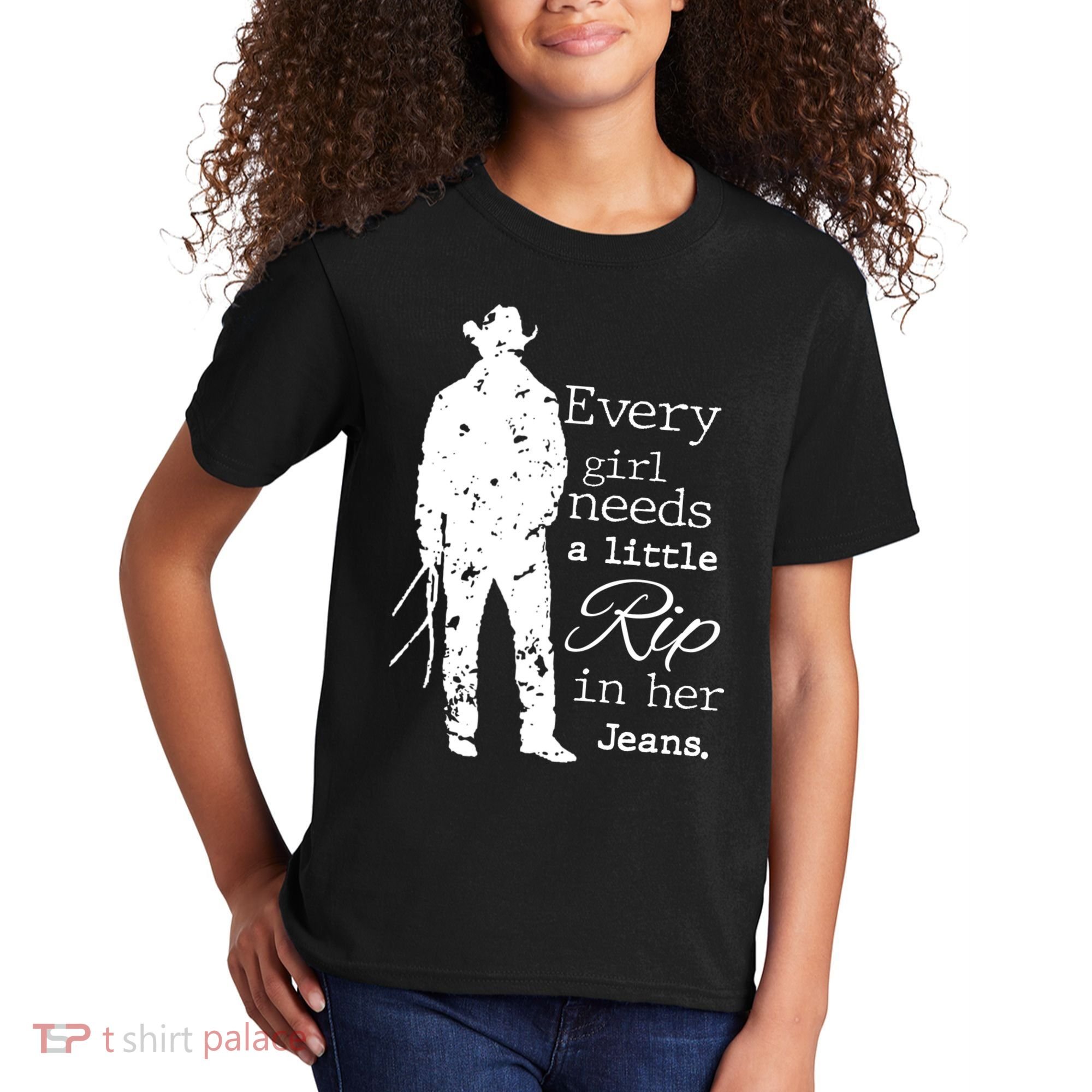Every Girl Needs A Little Rip In Her Jeans Kids T-Shirt