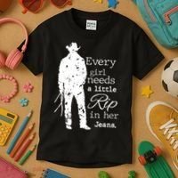 Every Girl Needs A Little Rip In Her Jeans Kids T-Shirt thumb 3