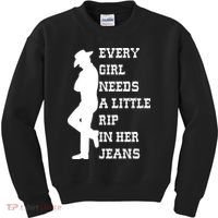 Every Girl Needs A Little Rip In Her Jeans Kids Sweatshirt thumb 0