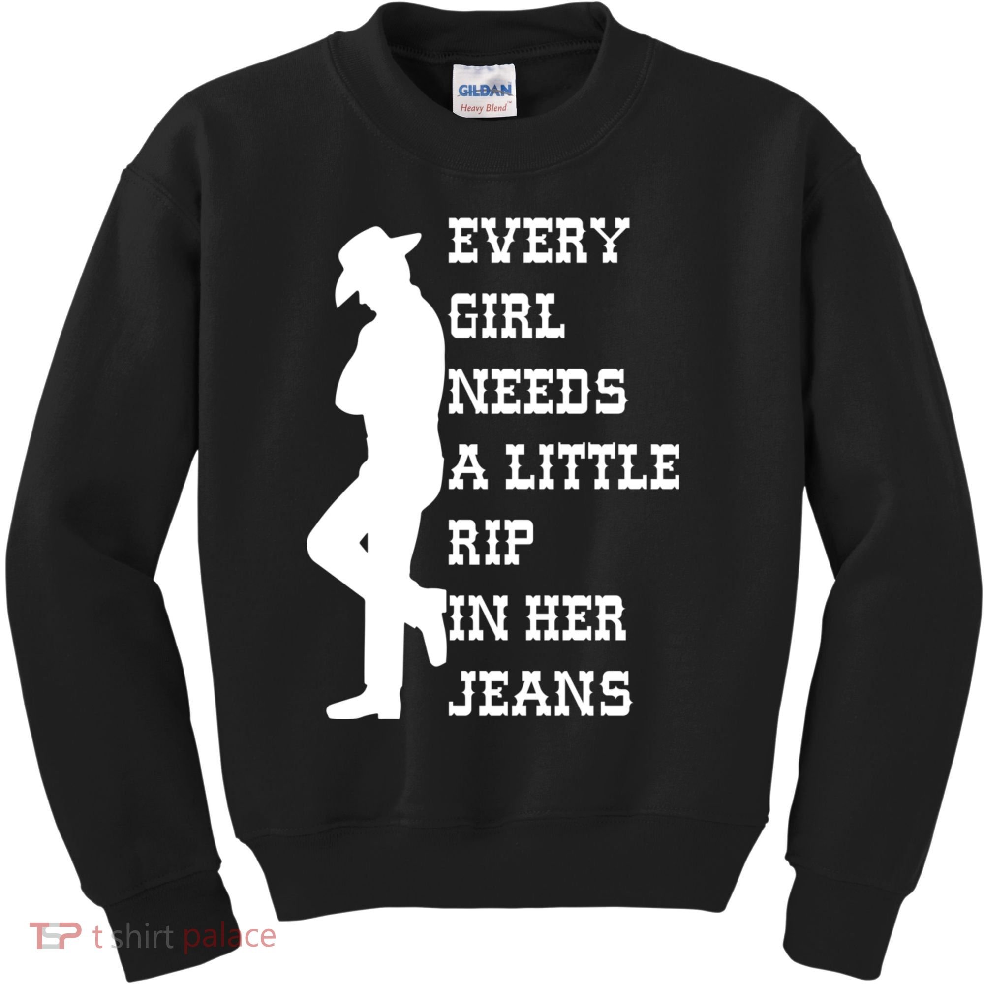 Every Girl Needs A Little Rip In Her Jeans Kids Sweatshirt