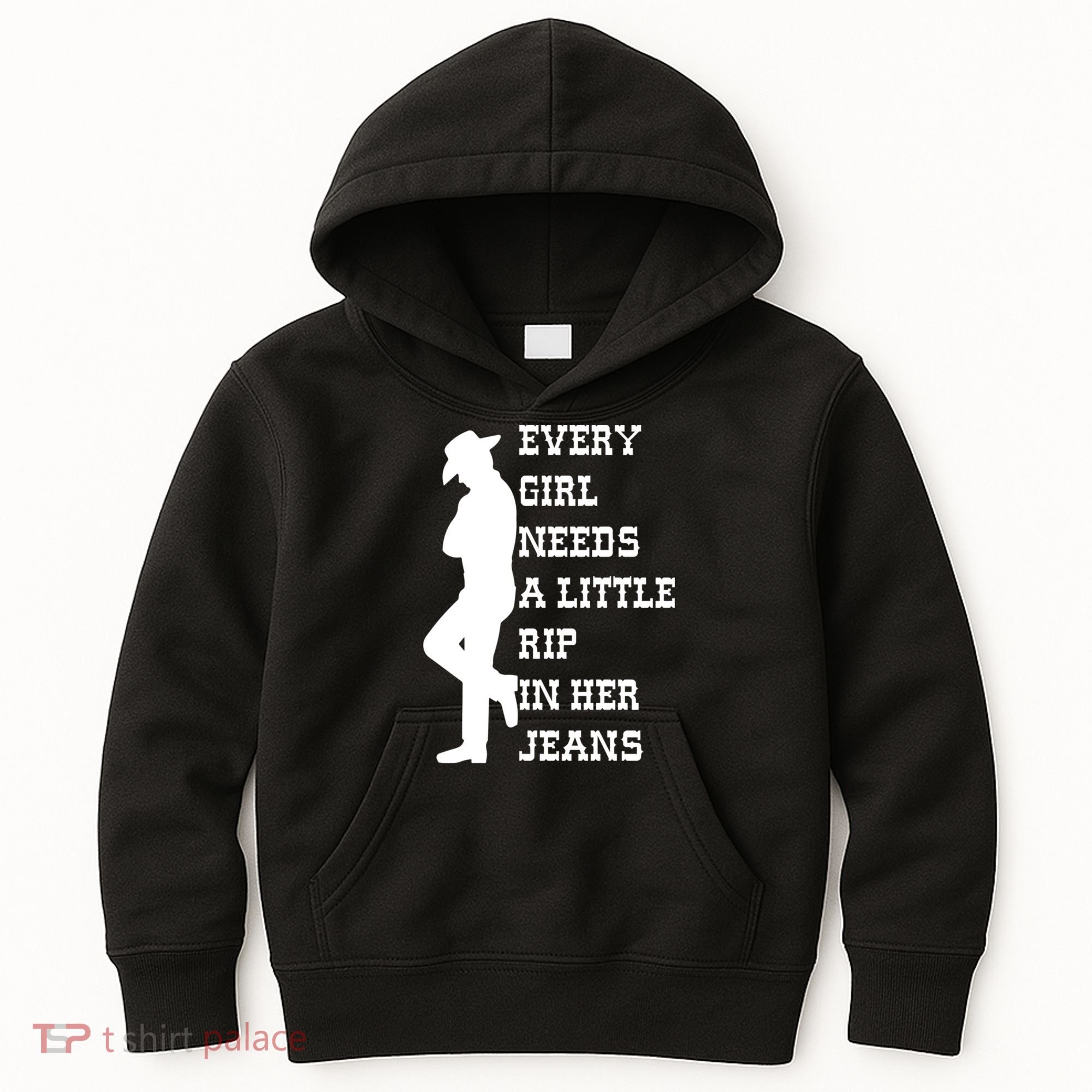 Every Girl Needs A Little Rip In Her Jeans Kids Hoodie