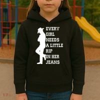 Every Girl Needs A Little Rip In Her Jeans Kids Hoodie thumb 3