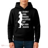 Every Girl Needs A Little Rip In Her Jeans Kids Hoodie thumb 4