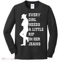 Every Girl Needs A Little Rip In Her Jeans Kids Long Sleeve Shirt thumb 0