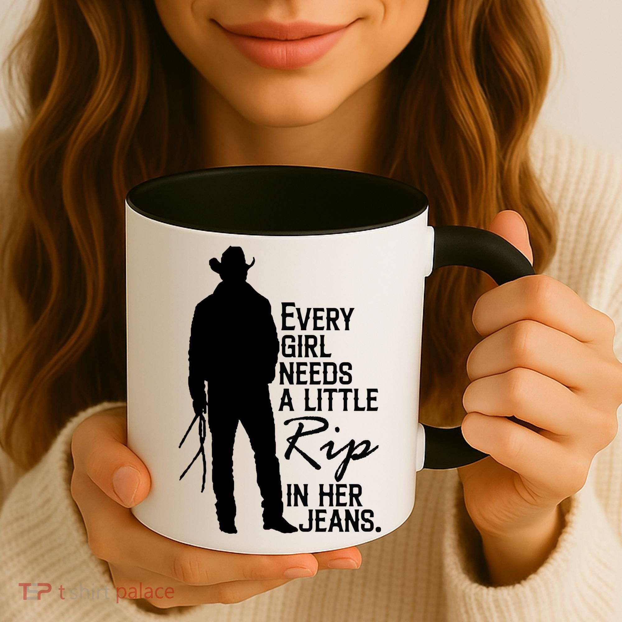 Every Girl Needs A Little RIP In Her Jeans Funny Cowboy Coffee Mug