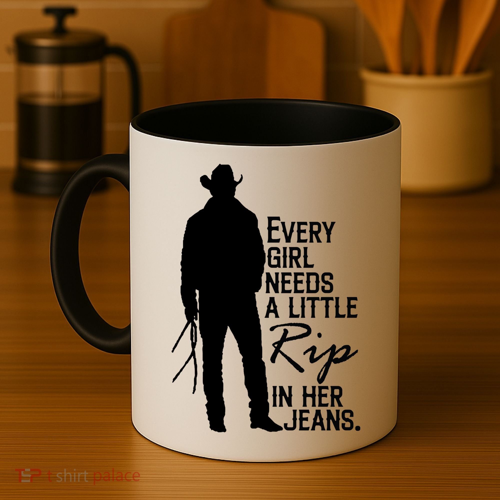 Every Girl Needs A Little RIP In Her Jeans Funny Cowboy Coffee Mug