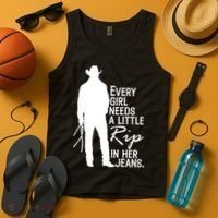 Every Girl Needs A Little RIP In Her Jeans Funny Cowboy Tank Top thumb 4