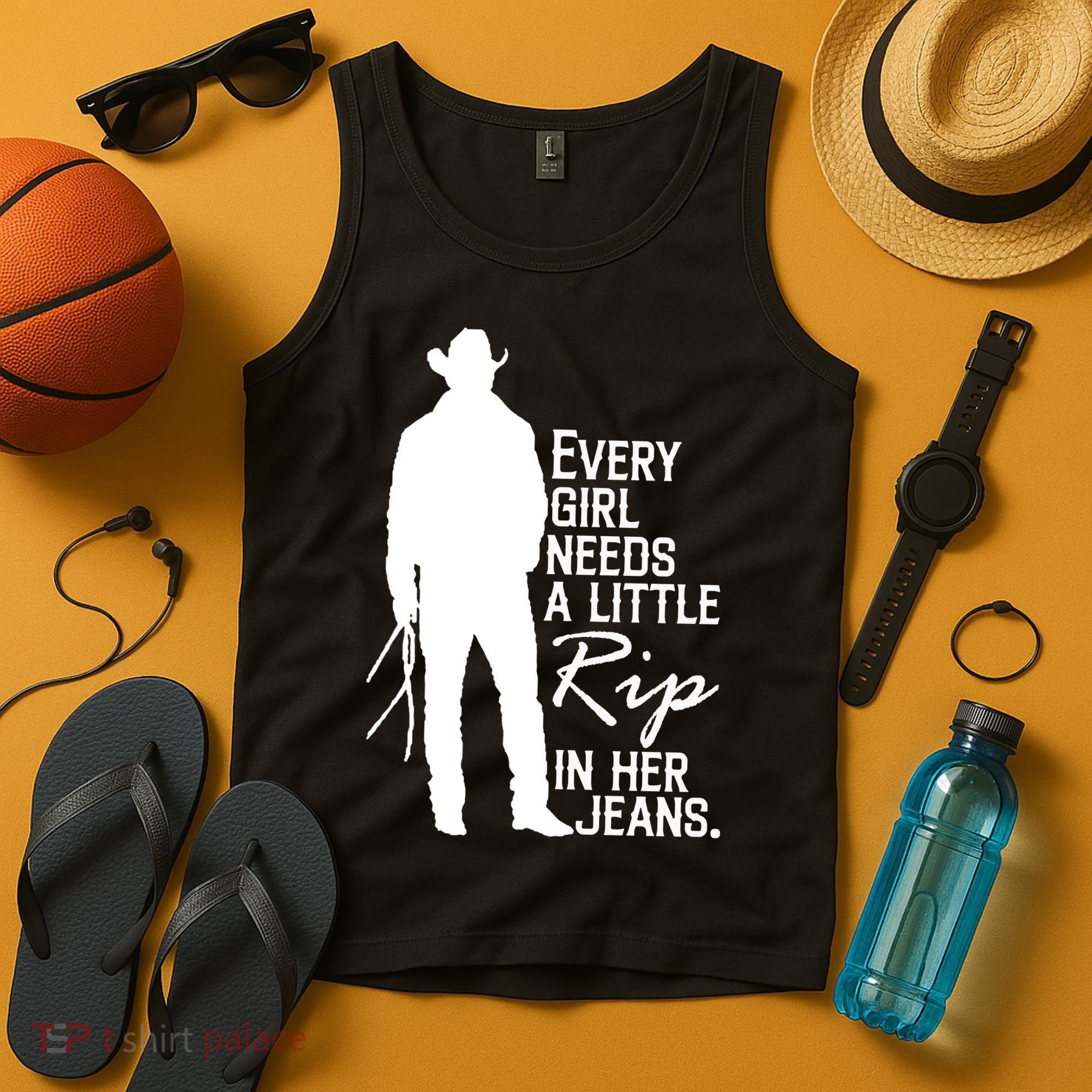 Every Girl Needs A Little RIP In Her Jeans Funny Cowboy Tank Top