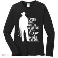 Every Girl Needs A Little RIP In Her Jeans Funny Cowboy Women's Long Sleeve Shirt thumb 0