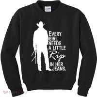 Every Girl Needs A Little RIP In Her Jeans Funny Cowboy Kids Sweatshirt thumb 0
