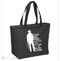 Every Girl Needs A Little RIP In Her Jeans Funny Cowboy Tote Bag thumb 2