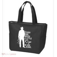 Every Girl Needs A Little RIP In Her Jeans Funny Cowboy Tote Bag thumb 3