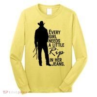 Every Girl Needs A Little RIP In Her Jeans Funny Cowboy Long Sleeve Shirt thumb 0