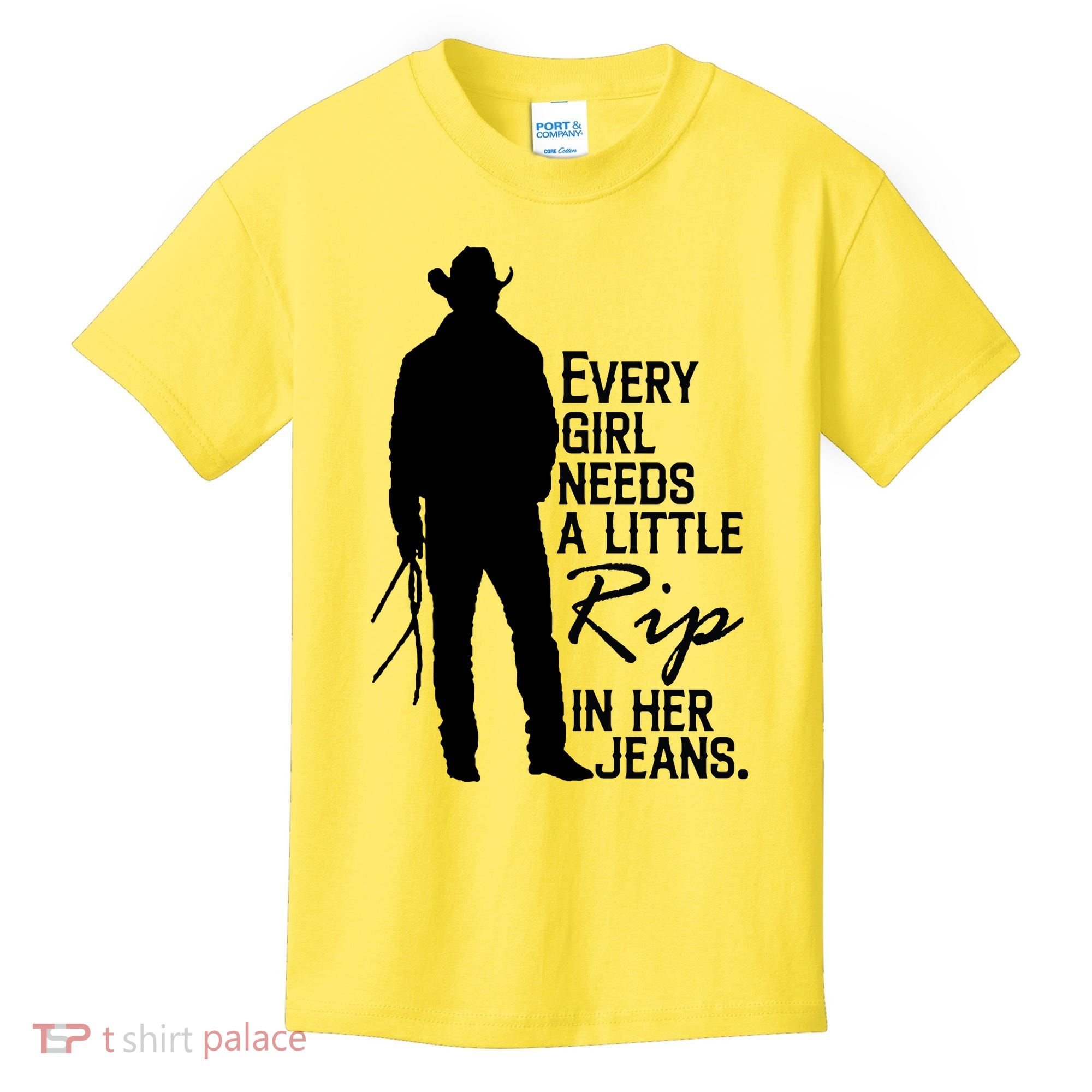 Every Girl Needs A Little RIP In Her Jeans Funny Cowboy Kids T-Shirt