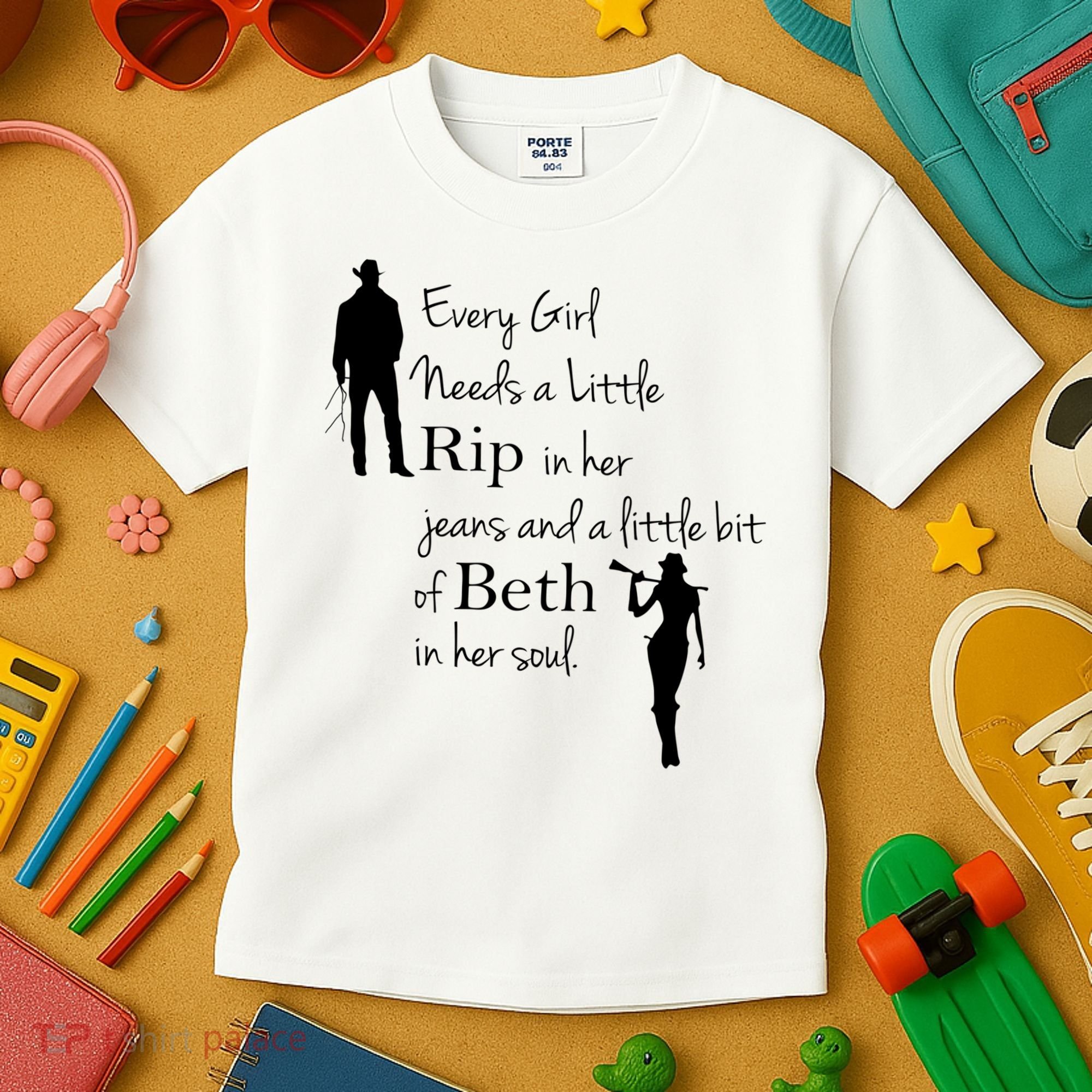 Every Girl Needs A Little Rip In Her Jeans And Beth In Her Soul Kids T-Shirt