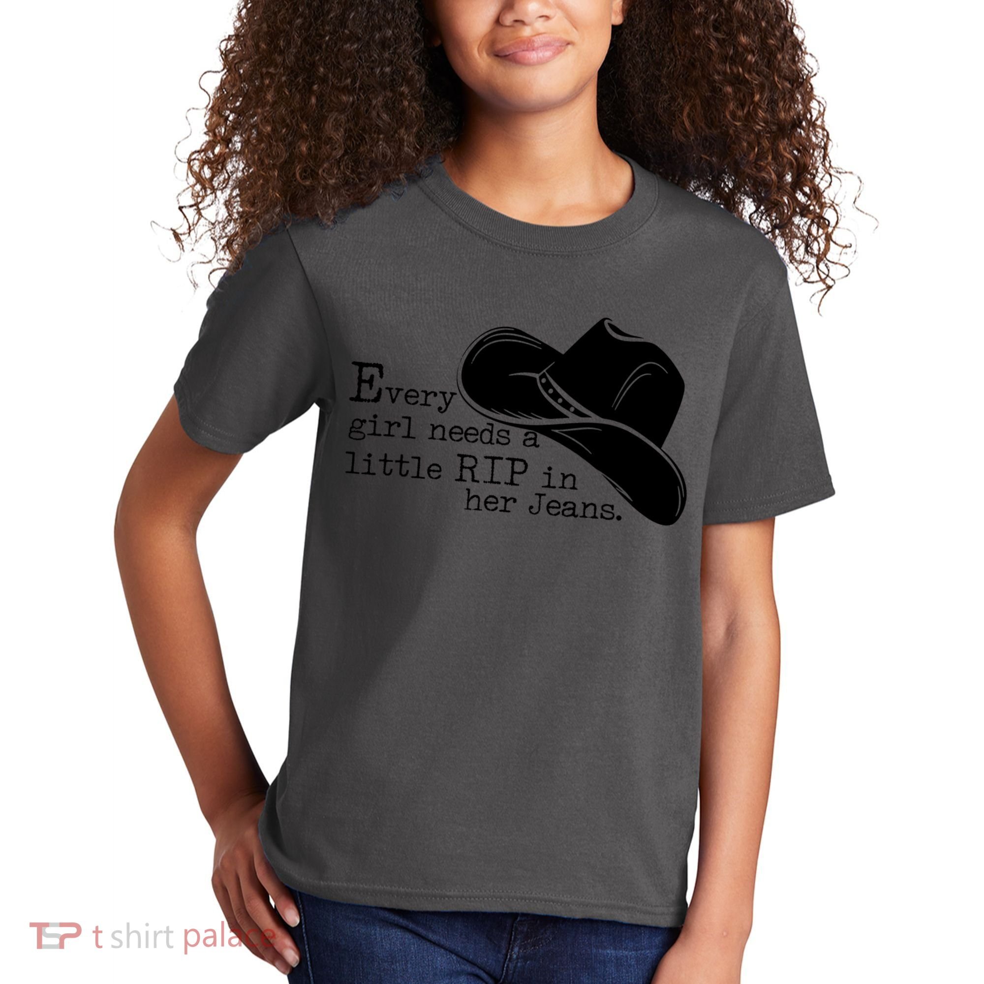 Every Girl Needs A Little Rip In Her Jeans Kids T-Shirt