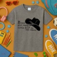 Every Girl Needs A Little Rip In Her Jeans Kids T-Shirt thumb 3
