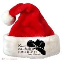 Every Girl Needs A Little Rip In Her Jeans Santa Hat thumb 0