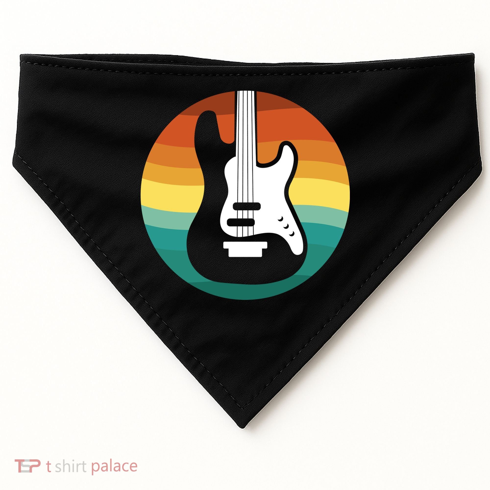 Electric Guitar Retro Sunset USA-Made Doggie Bandana