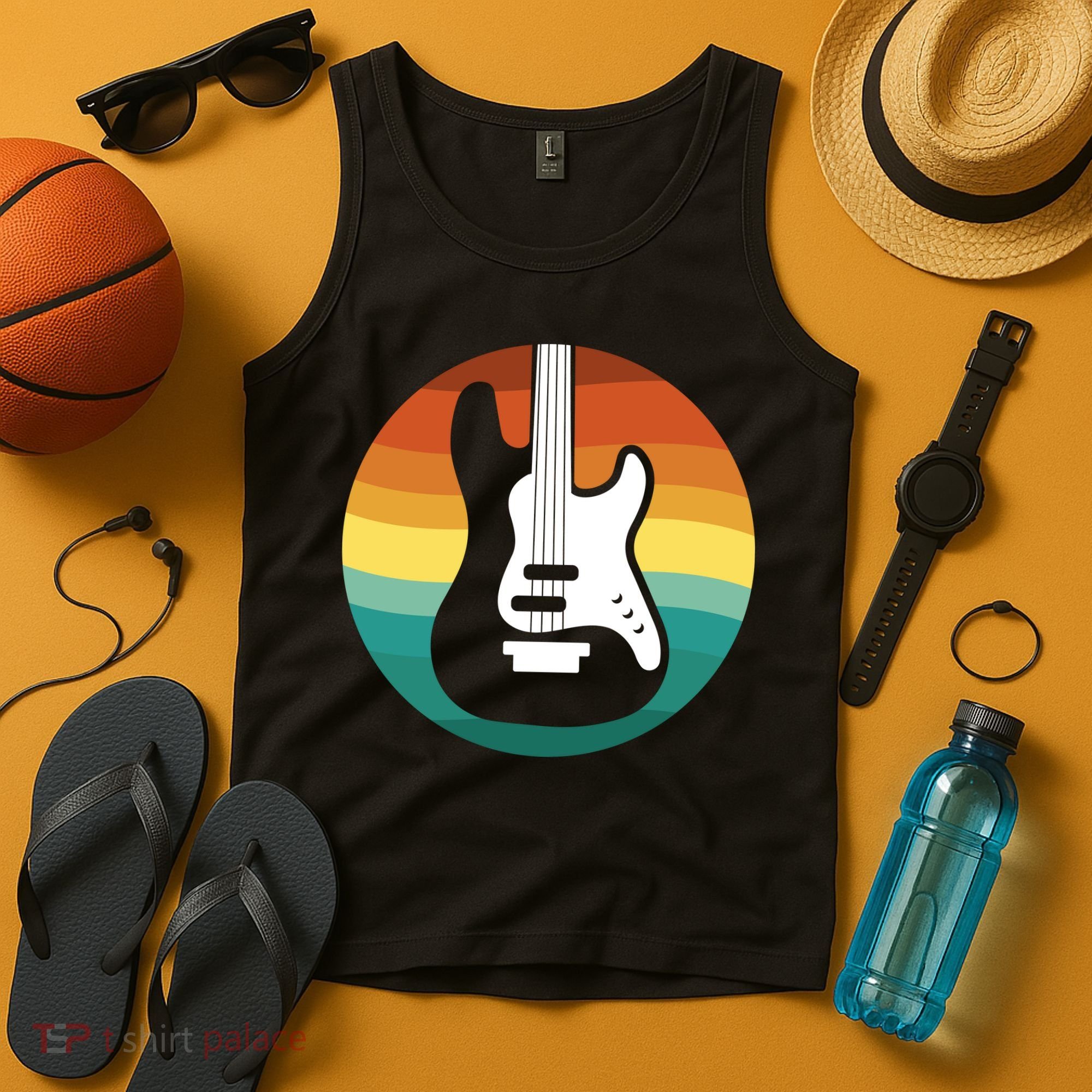 Electric Guitar Retro Sunset Tank Top