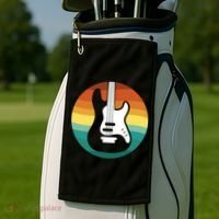 Electric Guitar Retro Sunset Golf Towel thumb 2