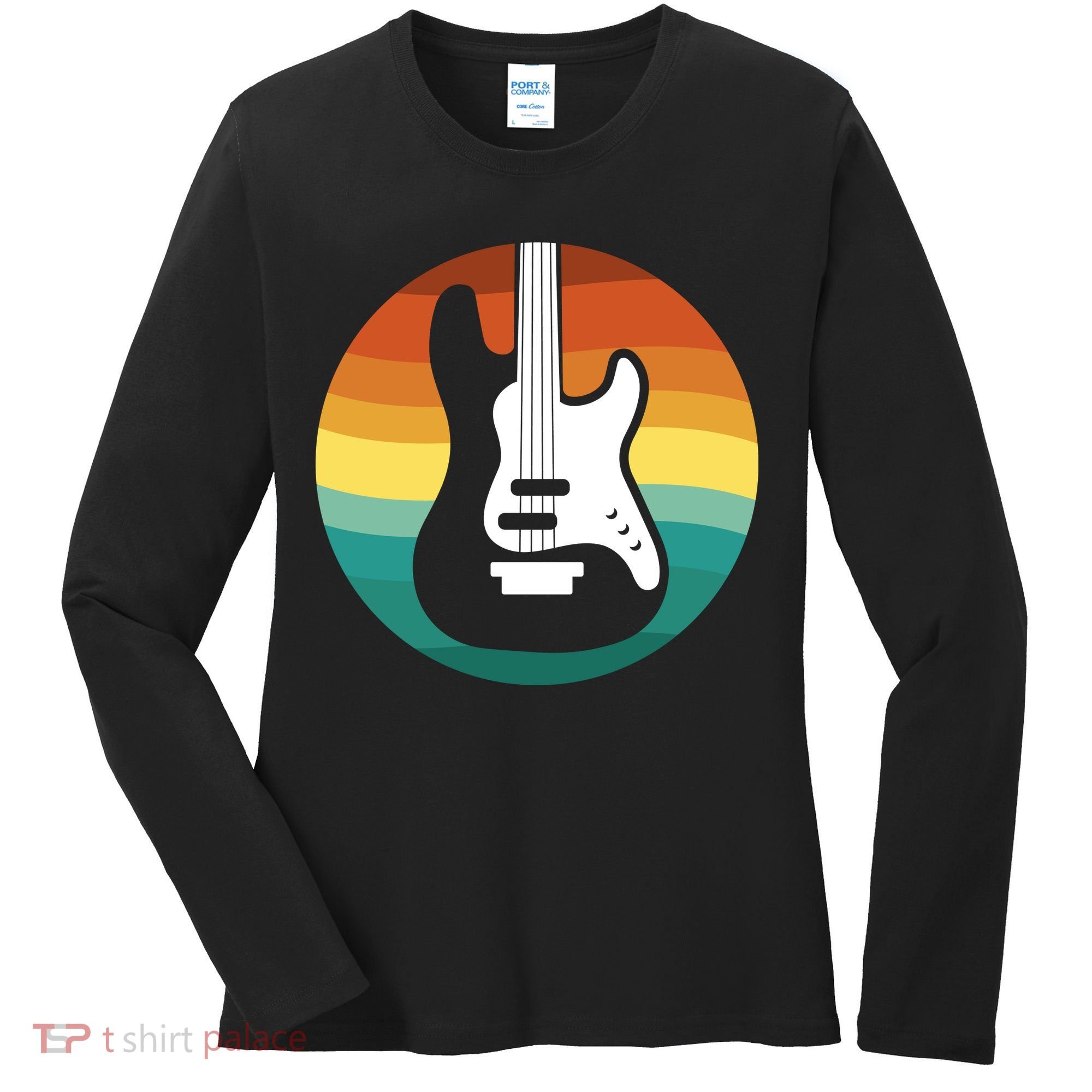 Electric Guitar Retro Sunset Women's Long Sleeve Shirt
