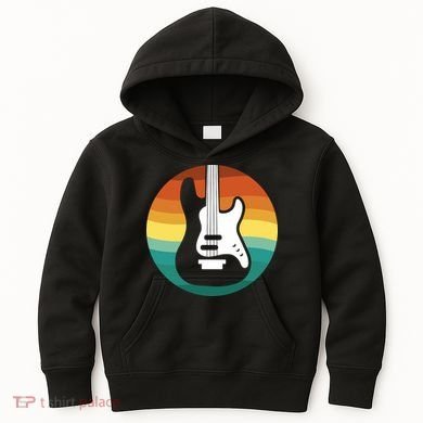 Electric Guitar Retro Sunset Kids Hoodie